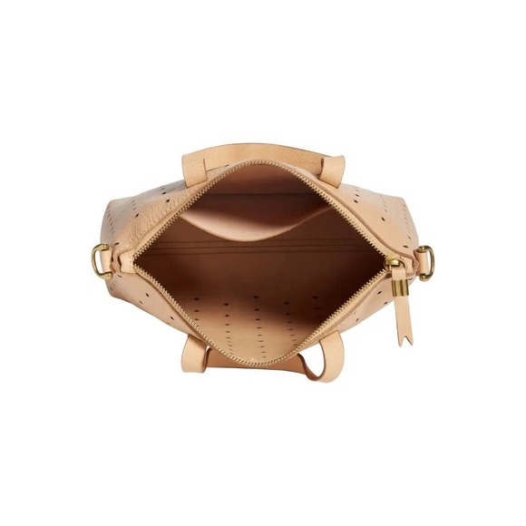 Madewell Light Tan Leather Mini Perforated Transport Tote Bag Hangbag Purse NWT - Picture 7 of 10
